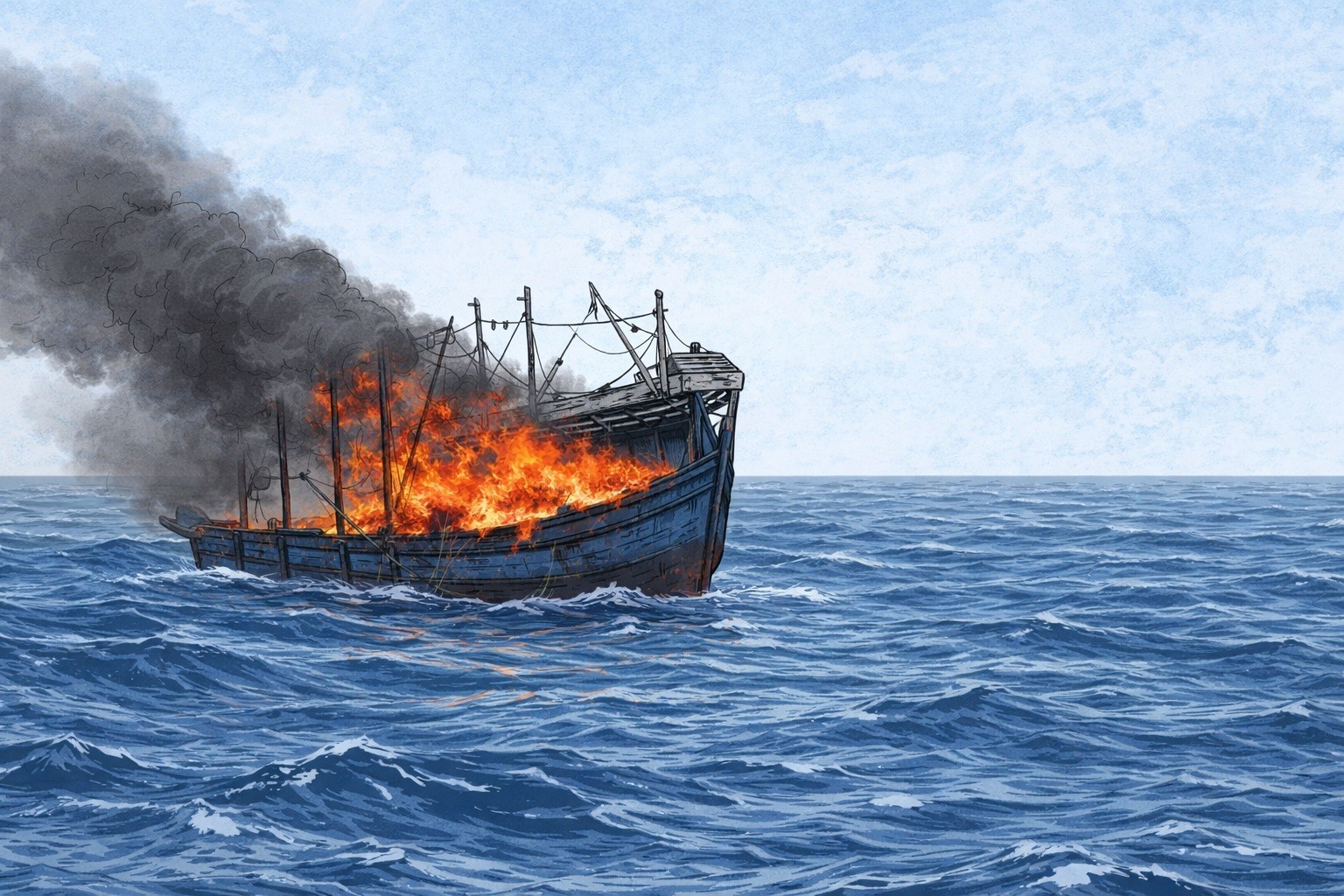 KM Maulana 30 Terbakar di Perairan Lampung, 25 ABK Selamat, 8 Masih Dalam Pencarian