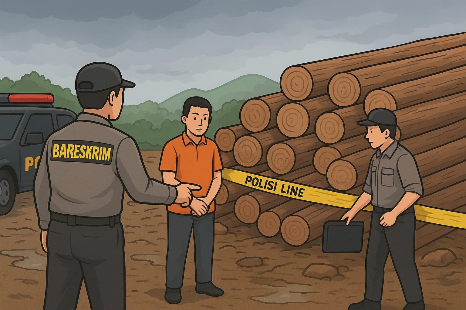 Bareskrim Periksa Saksi dan Sita 27 Kayu Gelondongan dari Banjir Tapsel