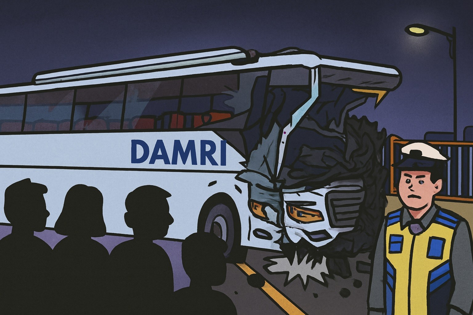 2 Awak Bus Tewas Usai Bus Damri Hantam Truk Gandeng di Jembatan Suramadu