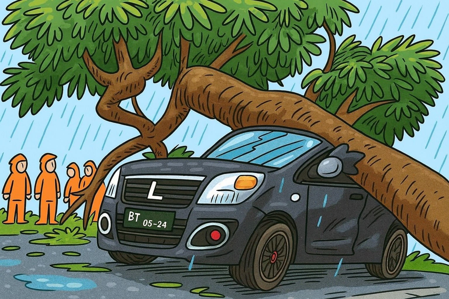 Pohon Tumbang Timpa Mobil Mewah di Pondok Indah