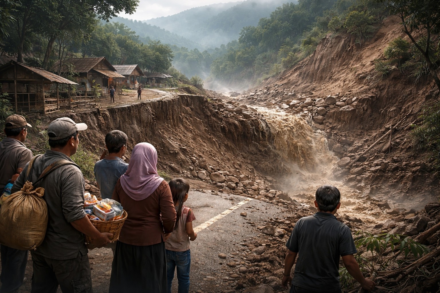 Jalan Longsor Putus Akses, 40 KK di Pamekasan Terisolasi dan Mulai Kekurangan Pangan