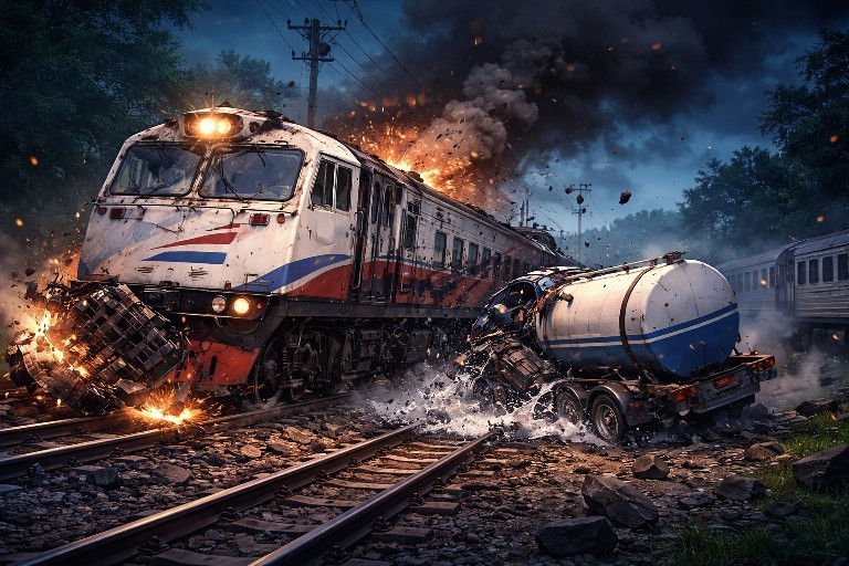 KA Menoreh Tabrak Truk Tangki Air di Cirebon, Lokomotif Ringsek dan Anjlok dari Rel