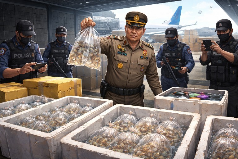Polisi Bandara Soetta Bongkar Penyelundupan 85.750 Benih Lobster Ilegal Senilai Rp4,28 Miliar