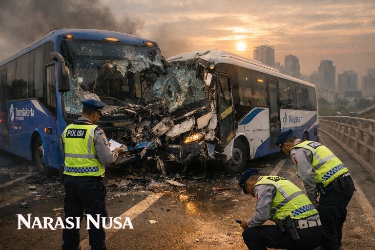 Dua Bus TransJakarta Tabrakan di Jalur Layang Cipulir, Sopir Diduga Tertidur