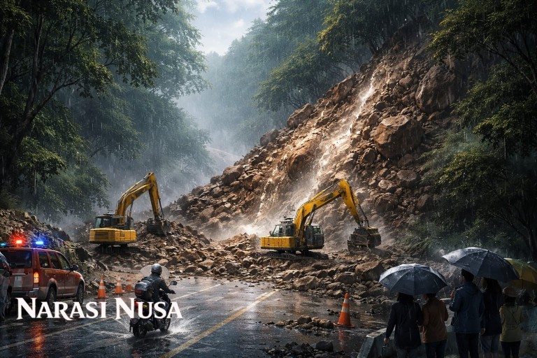 Longsor Putus Akses Pacitan–Ponorogo, Jalur Provinsi Tak Bisa Dilalui Kendaraan