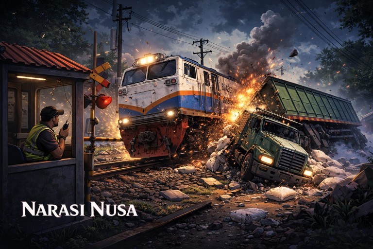 Diduga HT Petugas Rusak, KA Blambangan Ekspres Tabrak Truk Gandeng di Perlintasan Probolinggo