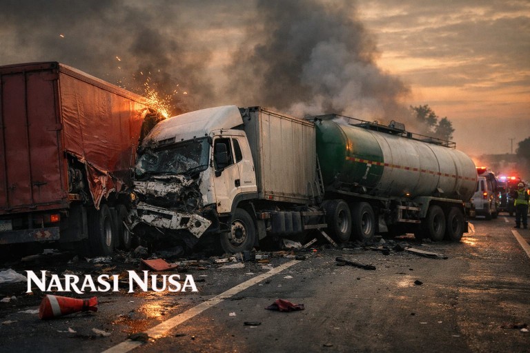 Kecelakaan Beruntun Tiga Truk di Tol Semarang–Solo, Satu Penumpang Meninggal Dunia