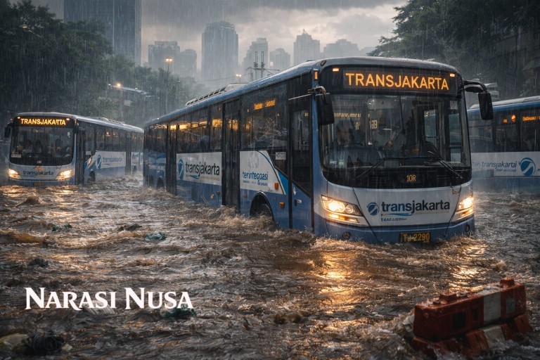 Banjir Jakarta Ganggu Operasional Transjakarta, 17 Rute Dialihkan hingga Dihentikan Sementara
