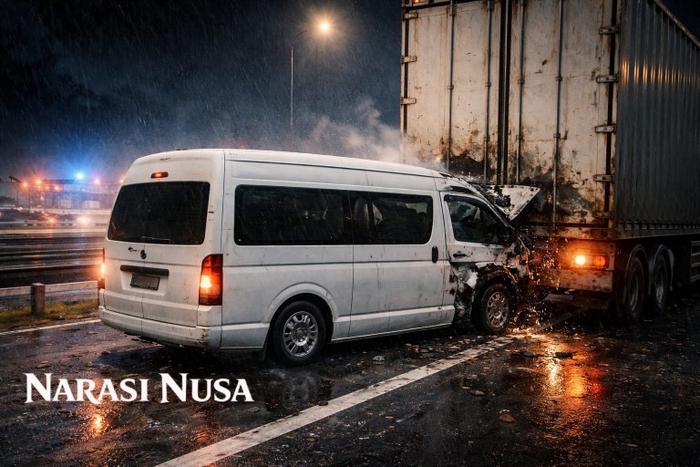 Travel dari Surabaya Tabrak Truk di Tol Ngawi–Solo, Satu Penumpang Meninggal Dunia