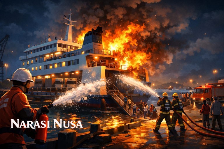 Kebakaran KMP Portlink VII di Pelabuhan Ketapang Berhasil Dipadamkan, Penumpang Dievakuasi