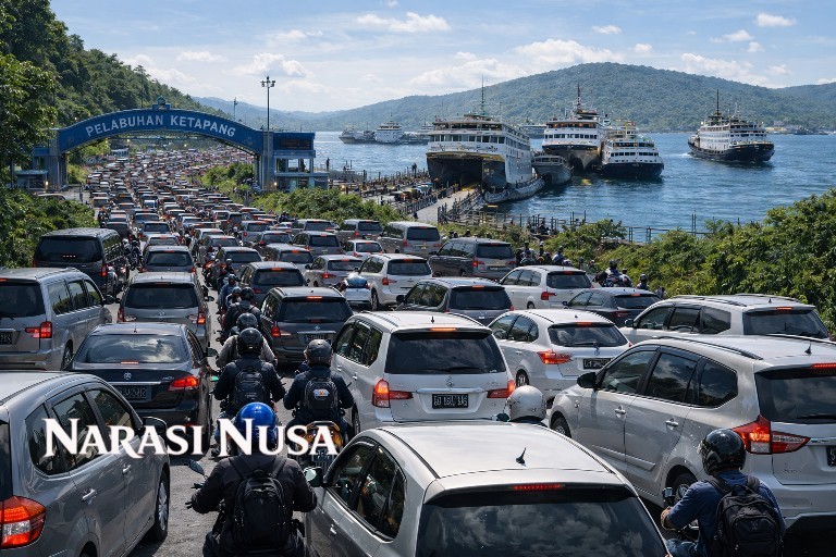 Antrean Kendaraan di Pelabuhan Ketapang Mengular Puluhan Kilometer, ASDP Terapkan Alternatif