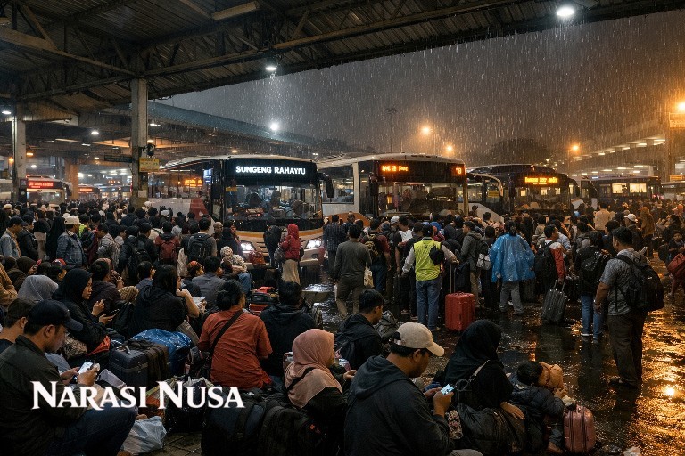Puncak Mudik H-2 Lebaran 2026, Terminal Purabaya Dipadati 44 Ribu Penumpang hingga Malam