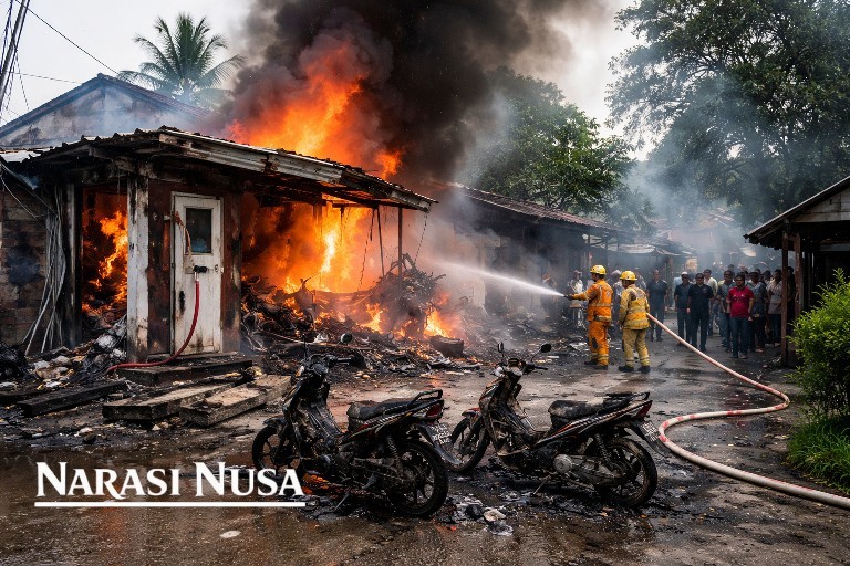 Pom Mini di Gresik Meledak, Rumah dan 3 Motor Hangus Terbakar
