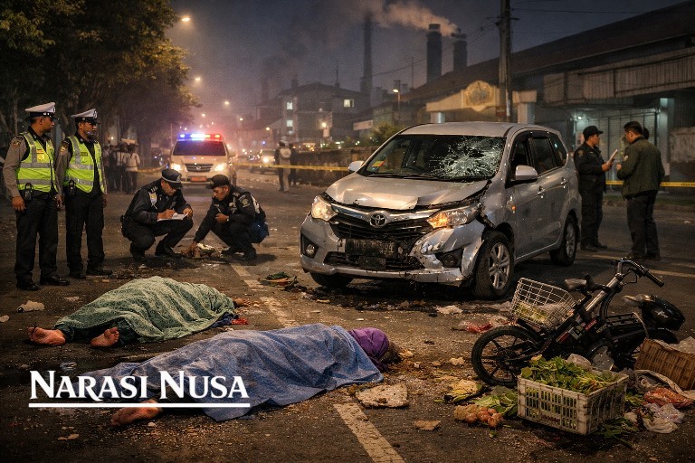 Taksi Online Tabrak Dua Perempuan di Sidoarjo, Diduga Sopir Mengantuk, Korban Terpental 50 Meter