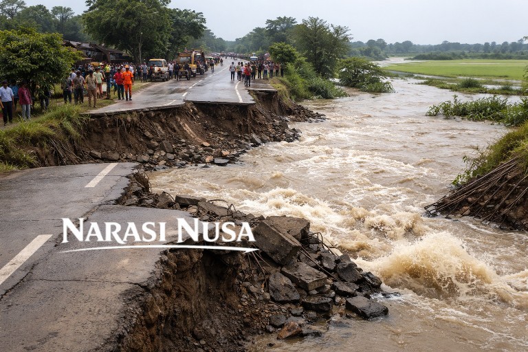 Tanggul Sungai Tuntang Jebol di Demak, Jalan Penghubung Antar wilayah Putus Total.