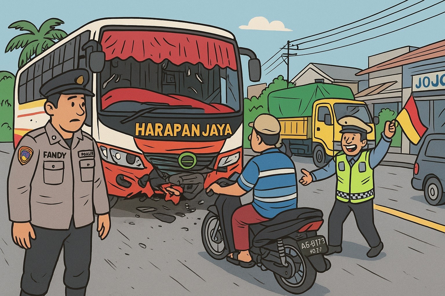 Bus Harapan Jaya Seret Dua Motor hingga Tewaskan Dua Pengendara di Tulungagung